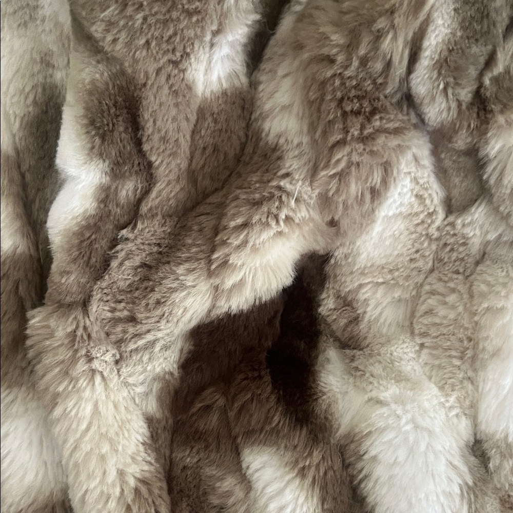 C & C California Hooded Jacket Coat Multicolor Animal Print Zip Faux Fur, Medium - Picture 3 of 7